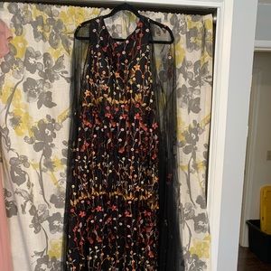 JJs House Black Floral Dress with Cape Size 16